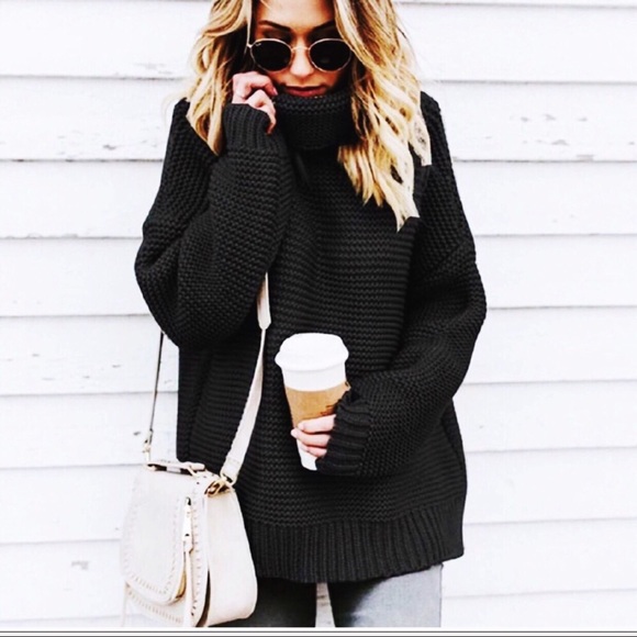 ⭐️LAST ONE ⭐️ Black Chunky knit turtleneck - Picture 5 of 7